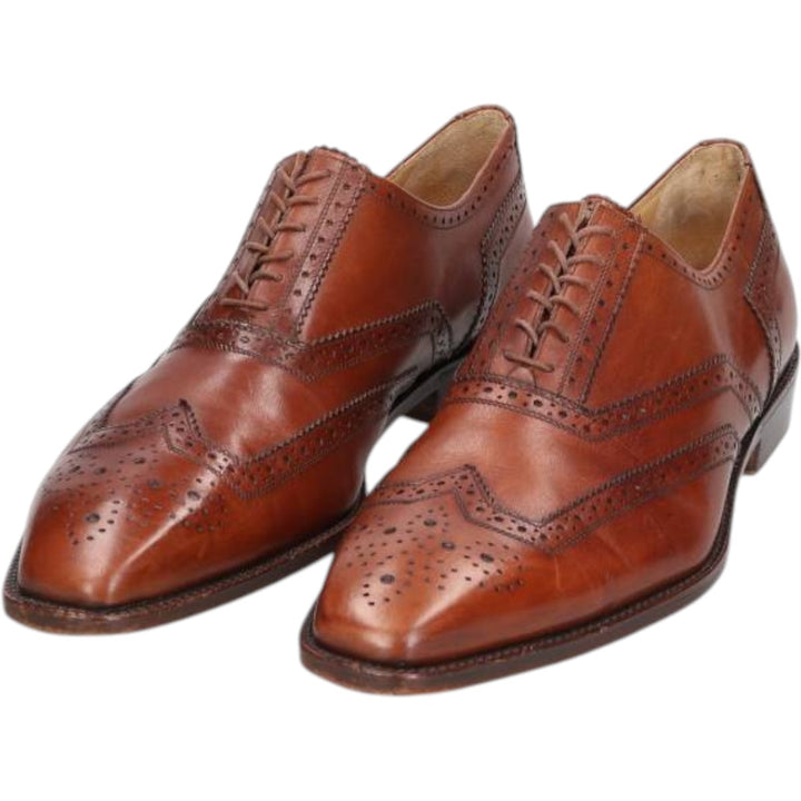 Neiman Marcus Full Brogue Wingtip Shoes, Made in Italy, Size 9 1/2M Men's 27.5cm unclear brown type Vintage Second Hand