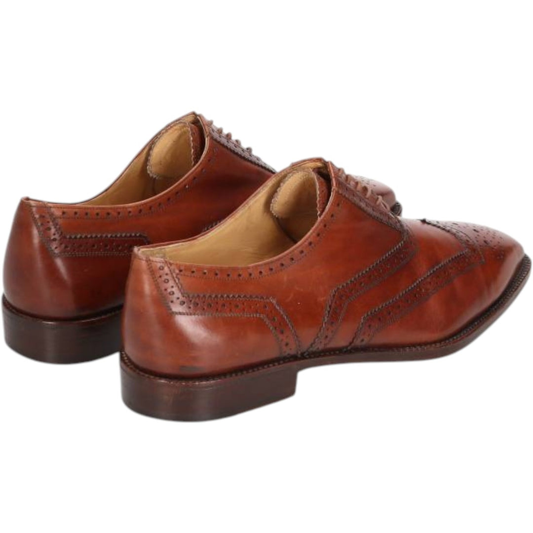 Neiman Marcus Full Brogue Wingtip Shoes, Made in Italy, Size 9 1/2M Men's 27.5cm unclear brown type Vintage Second Hand