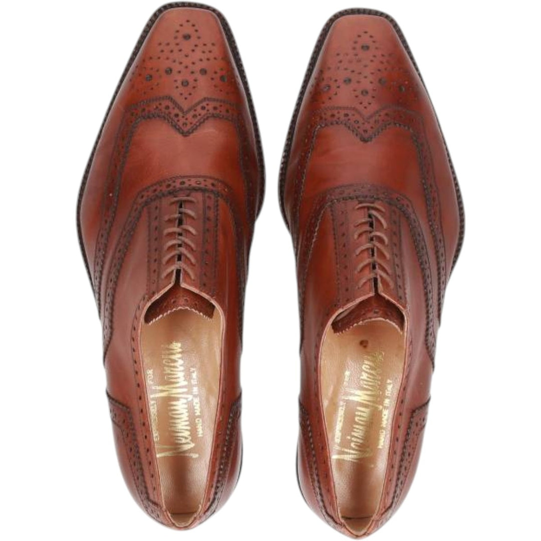 Neiman Marcus Full Brogue Wingtip Shoes, Made in Italy, Size 9 1/2M Men's 27.5cm unclear brown type Vintage Second Hand