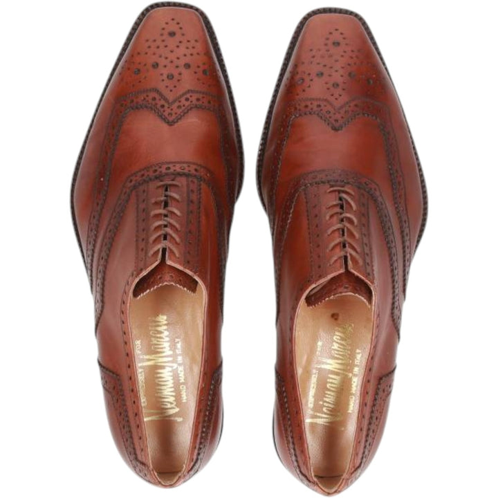 Neiman Marcus Full Brogue Wingtip Shoes, Made in Italy, Size 9 1/2M Men's 27.5cm unclear brown type Vintage Second Hand