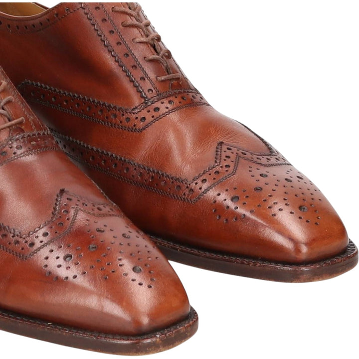 Neiman Marcus Full Brogue Wingtip Shoes, Made in Italy, Size 9 1/2M Men's 27.5cm unclear brown type Vintage Second Hand