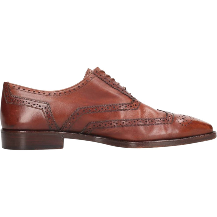 Neiman Marcus Full Brogue Wingtip Shoes, Made in Italy, Size 9 1/2M Men's 27.5cm unclear brown type Vintage Second Hand
