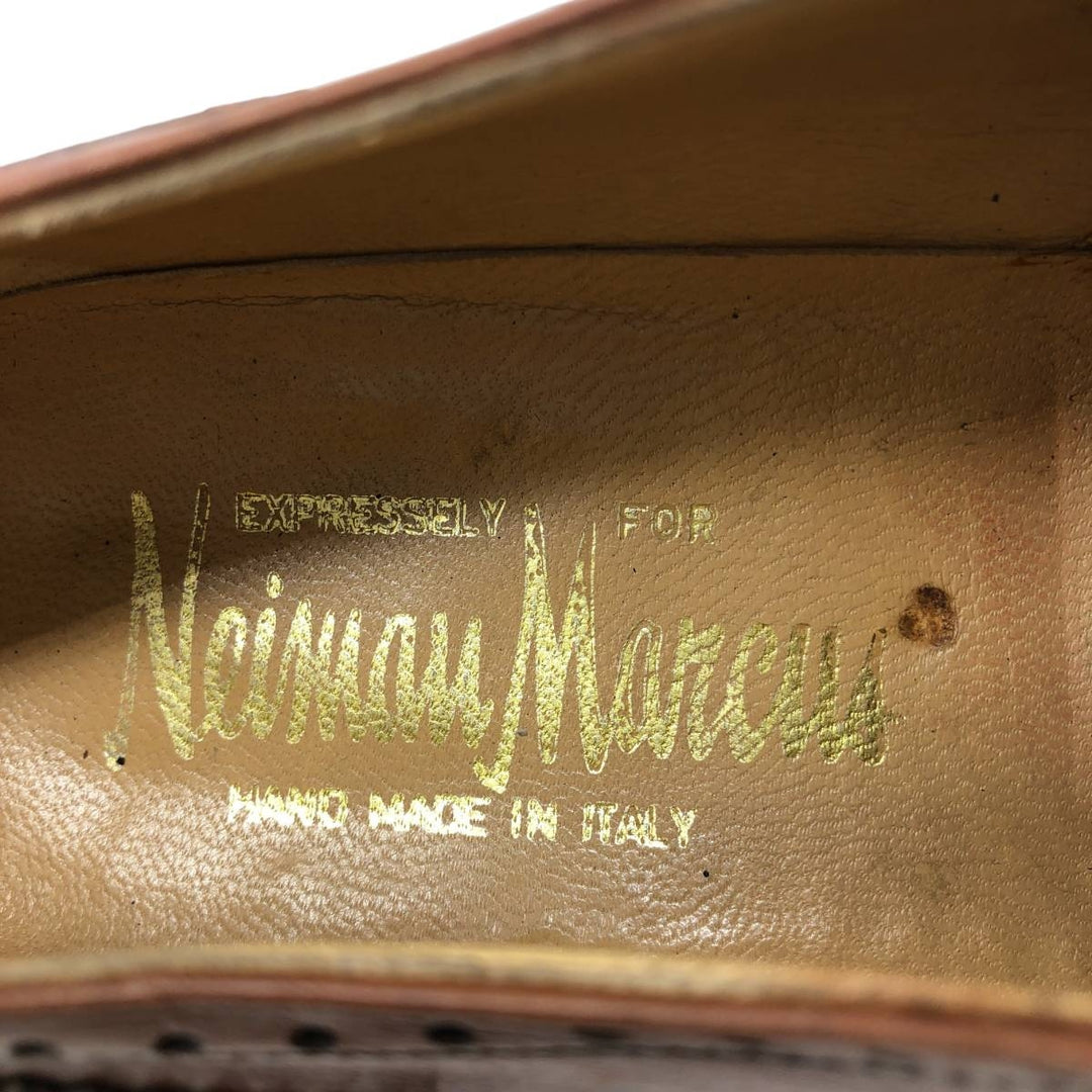 Neiman Marcus Full Brogue Wingtip Shoes, Made in Italy, Size 9 1/2M Men's 27.5cm unclear brown type Vintage Second Hand