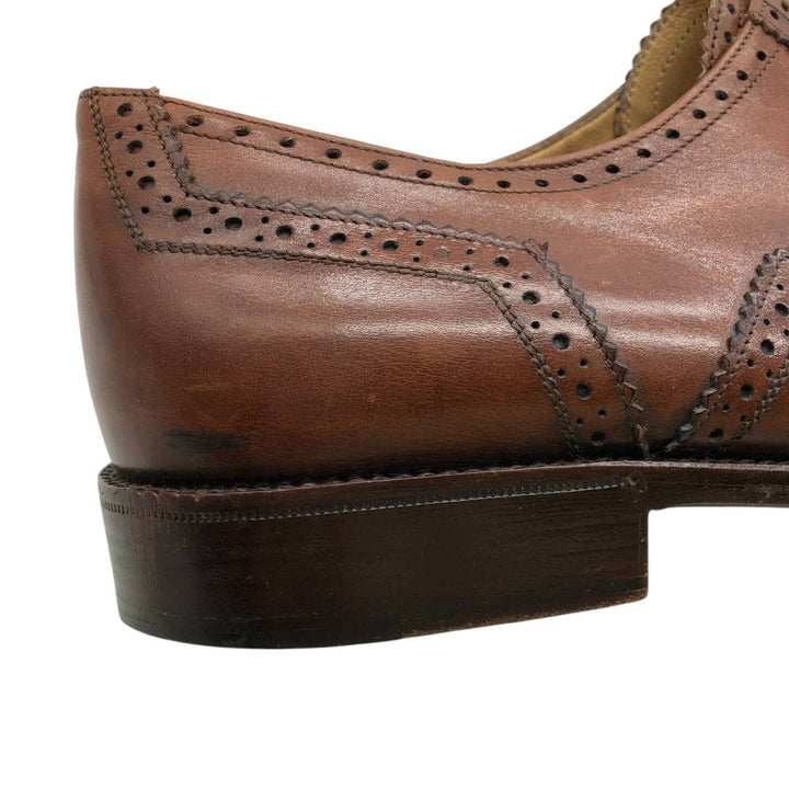 Neiman Marcus Full Brogue Wingtip Shoes, Made in Italy, Size 9 1/2M Men's 27.5cm unclear brown type Vintage Second Hand