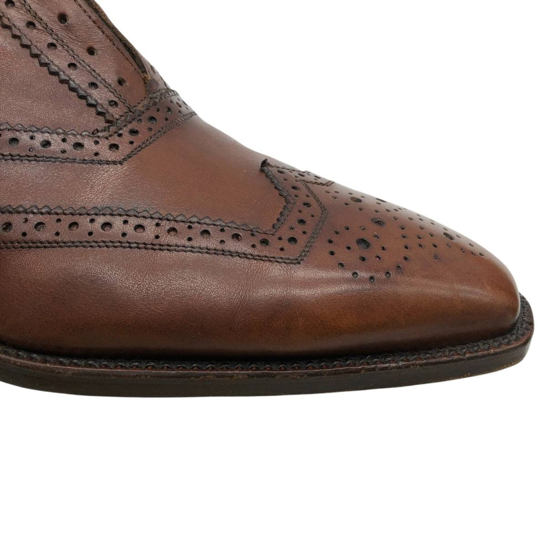 Neiman Marcus Full Brogue Wingtip Shoes, Made in Italy, Size 9 1/2M Men's 27.5cm unclear brown type Vintage Second Hand