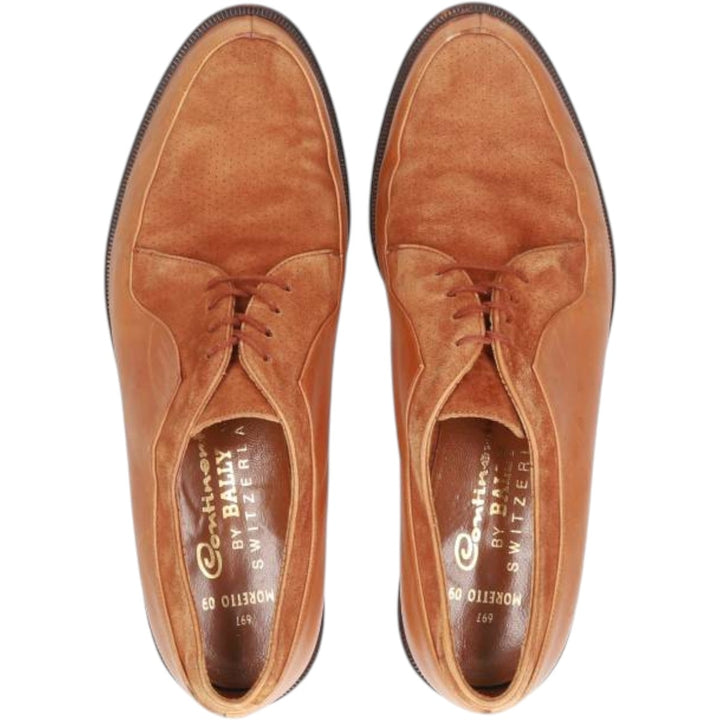 Bally Continentals U-tip shoes, Swiss made, size 10E Men's 28.5cm Genuine Leather Suede brown type Vintage Second Hand