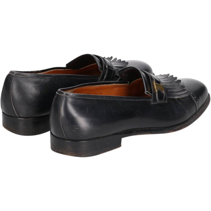 Salvatore Ferragamo Quilted Straight Tip Shoes, Made in Italy, Size 8 1/2 Men's 26.5cm genuine leather black type Vintage Second Hand