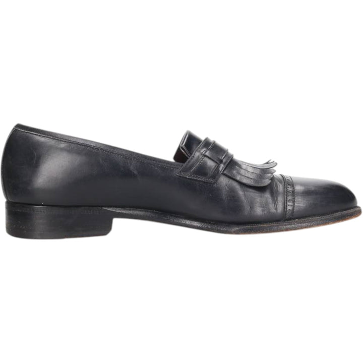 Salvatore Ferragamo Quilted Straight Tip Shoes, Made in Italy, Size 8 1/2 Men's 26.5cm genuine leather black type Vintage Second Hand