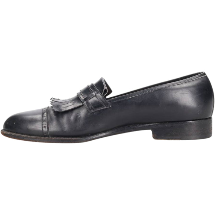 Salvatore Ferragamo Quilted Straight Tip Shoes, Made in Italy, Size 8 1/2 Men's 26.5cm genuine leather black type Vintage Second Hand