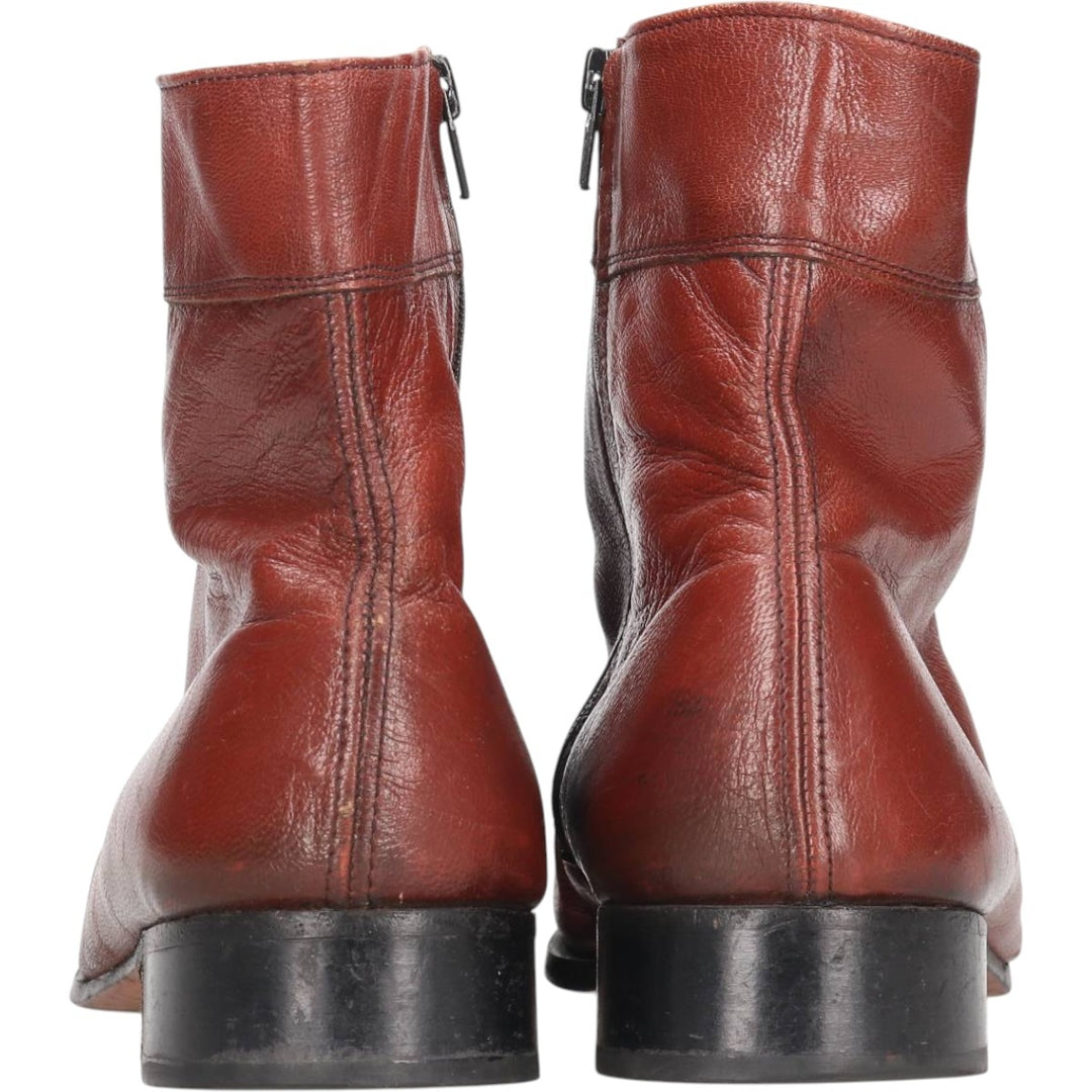 Side zip boots 9 1/2 EEE Men's 27.5cm genuine leather brown type Vintage Second Hand