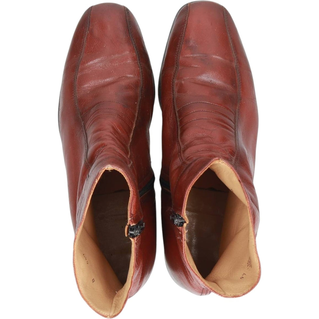 Side zip boots 9 1/2 EEE Men's 27.5cm genuine leather brown type Vintage Second Hand