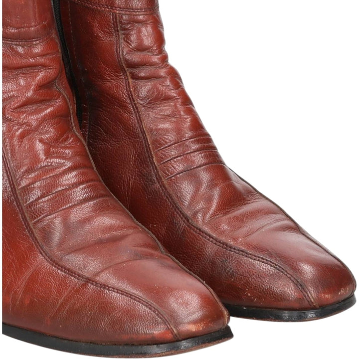 Side zip boots 9 1/2 EEE Men's 27.5cm genuine leather brown type Vintage Second Hand