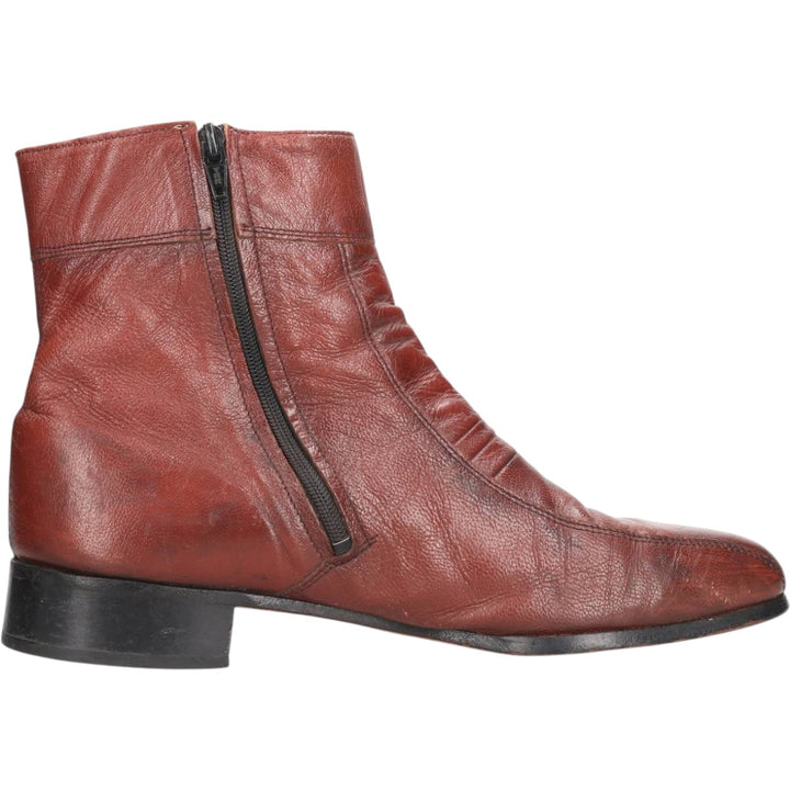 Side zip boots 9 1/2 EEE Men's 27.5cm genuine leather brown type Vintage Second Hand