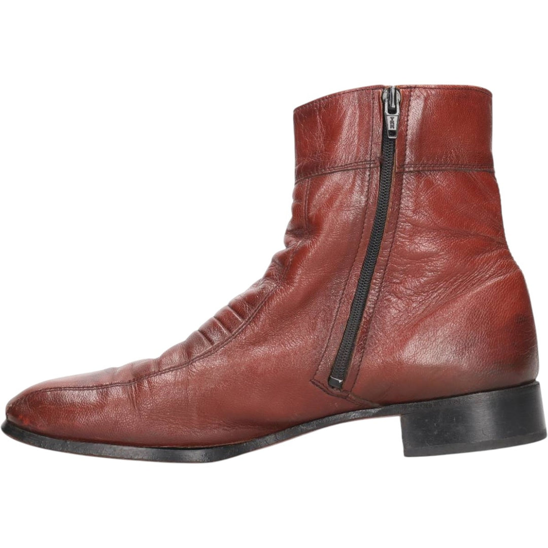 Side zip boots 9 1/2 EEE Men's 27.5cm genuine leather brown type Vintage Second Hand