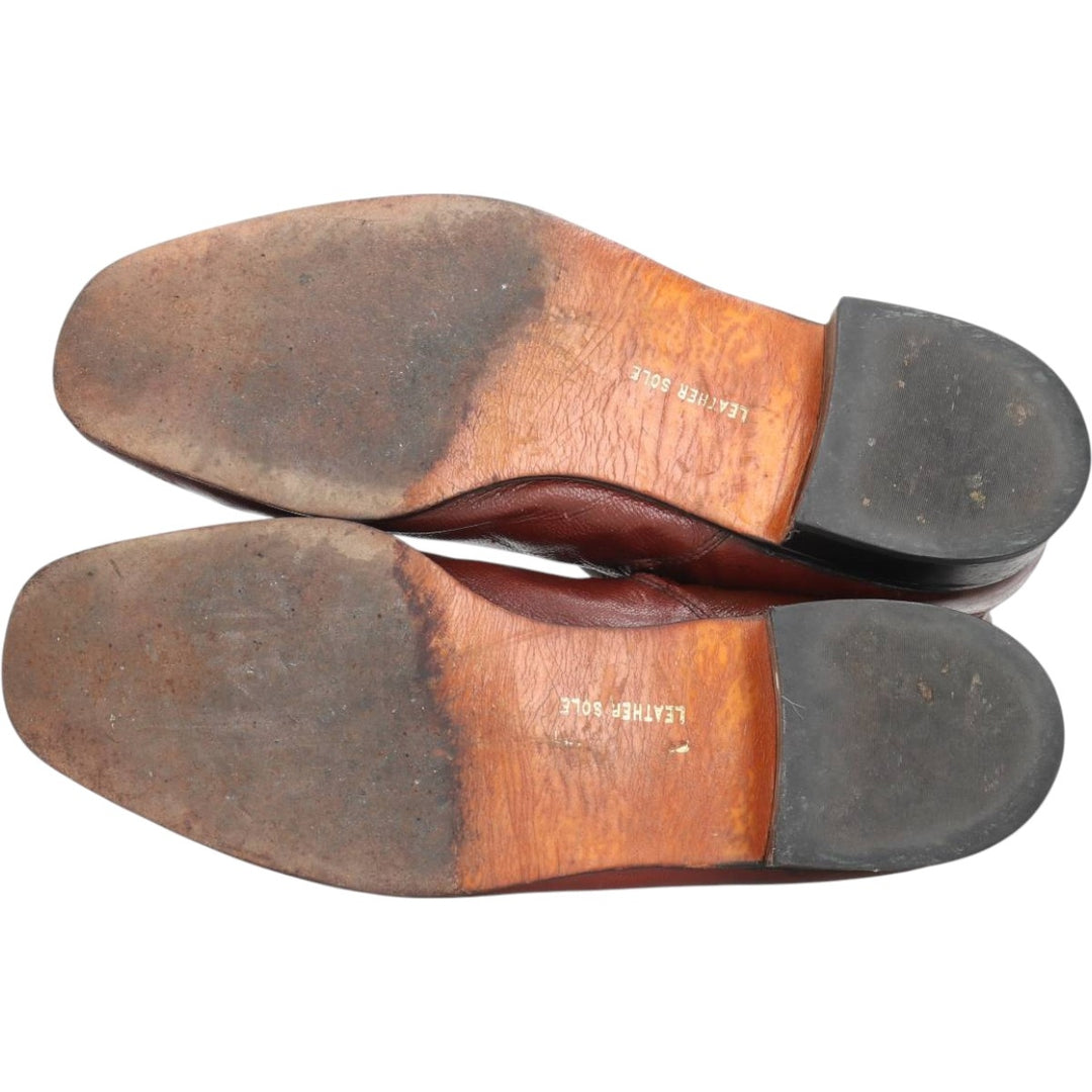 Side zip boots 9 1/2 EEE Men's 27.5cm genuine leather brown type Vintage Second Hand