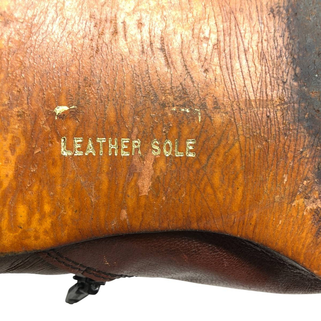 Side zip boots 9 1/2 EEE Men's 27.5cm genuine leather brown type Vintage Second Hand