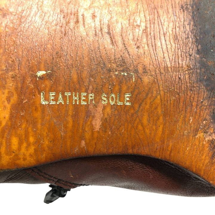 Side zip boots 9 1/2 EEE Men's 27.5cm genuine leather brown type Vintage Second Hand