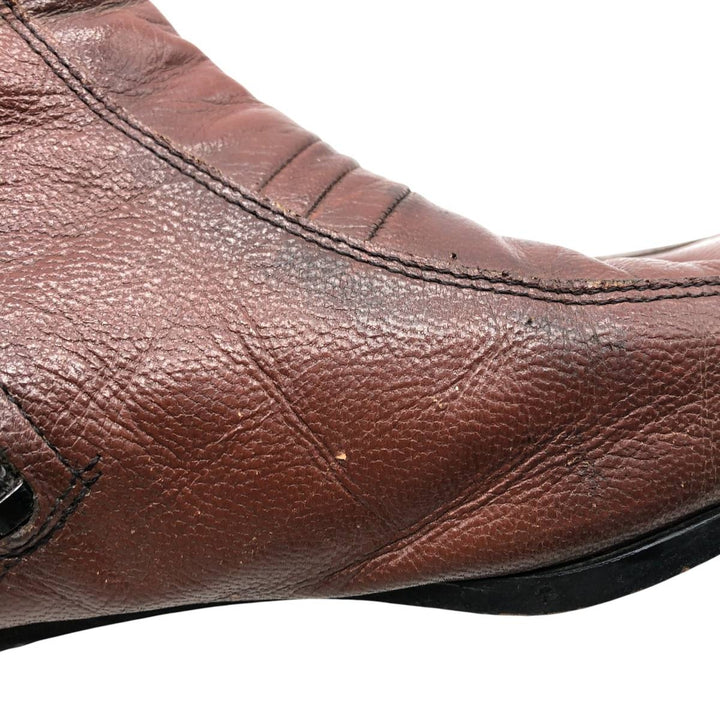 Side zip boots 9 1/2 EEE Men's 27.5cm genuine leather brown type Vintage Second Hand