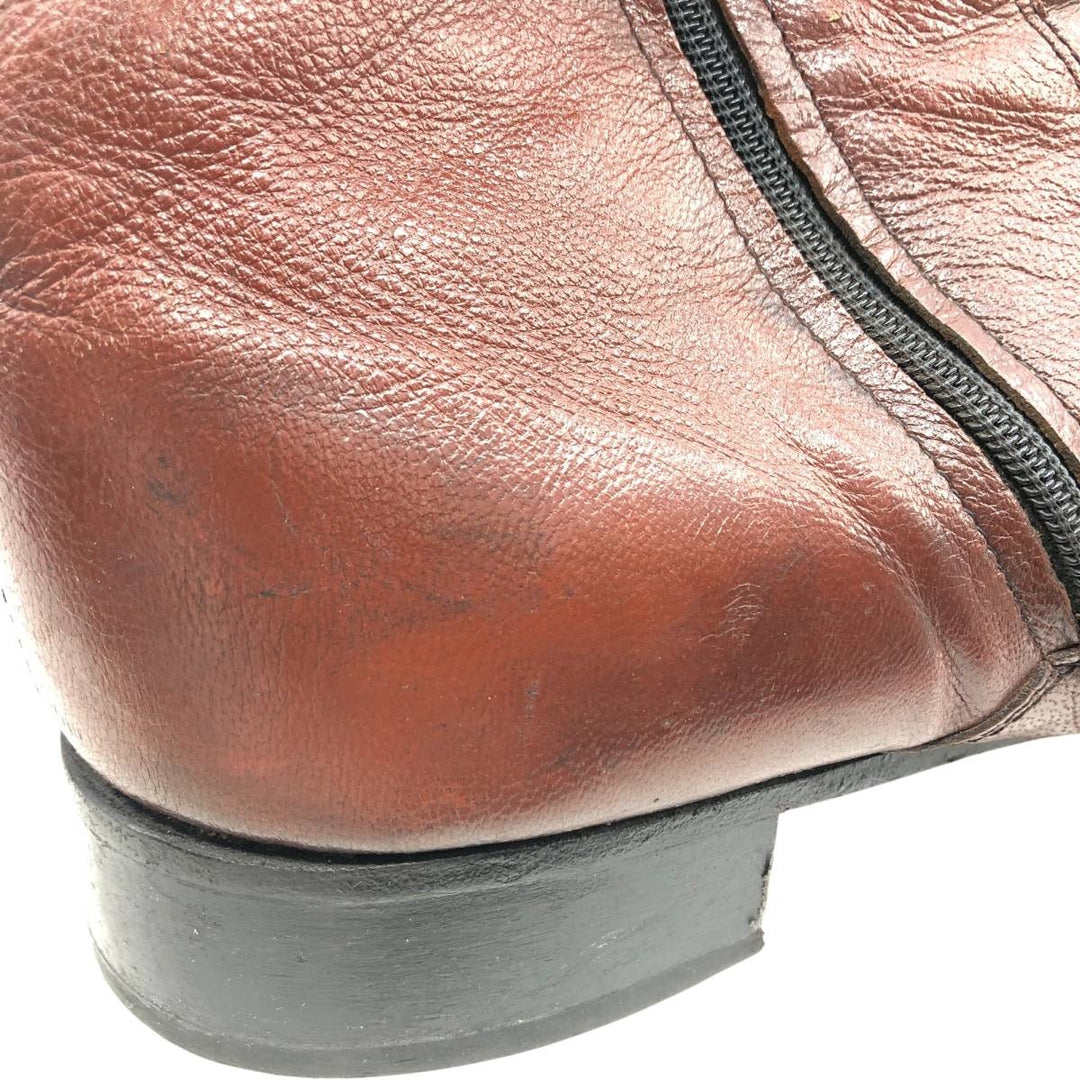 Side zip boots 9 1/2 EEE Men's 27.5cm genuine leather brown type Vintage Second Hand