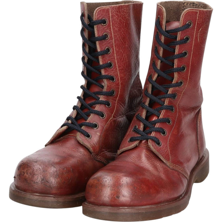 Dr. Martens Steel Toe 10-Eye Boots, Size 8 Men's 27.0cm unclear red type reddish brown Vintage Second Hand