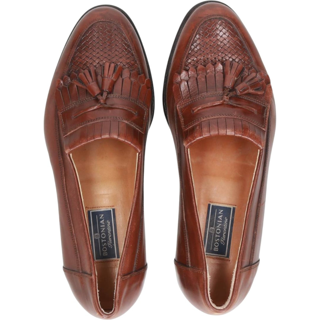 Bostonian Quilted Tassel Loafers, Made in Italy, Size 9M Men's 27.0cm genuine leather brown type Vintage Second Hand