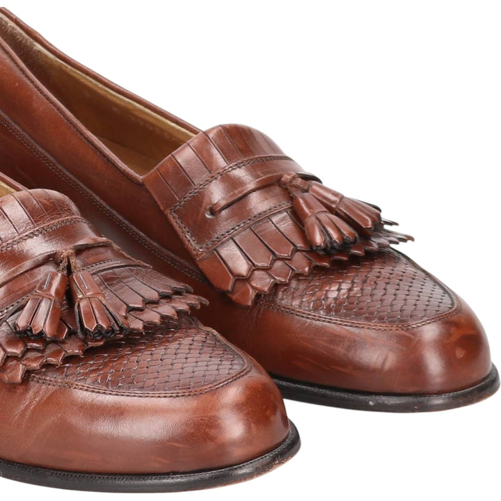 Bostonian Quilted Tassel Loafers, Made in Italy, Size 9M Men's 27.0cm genuine leather brown type Vintage Second Hand