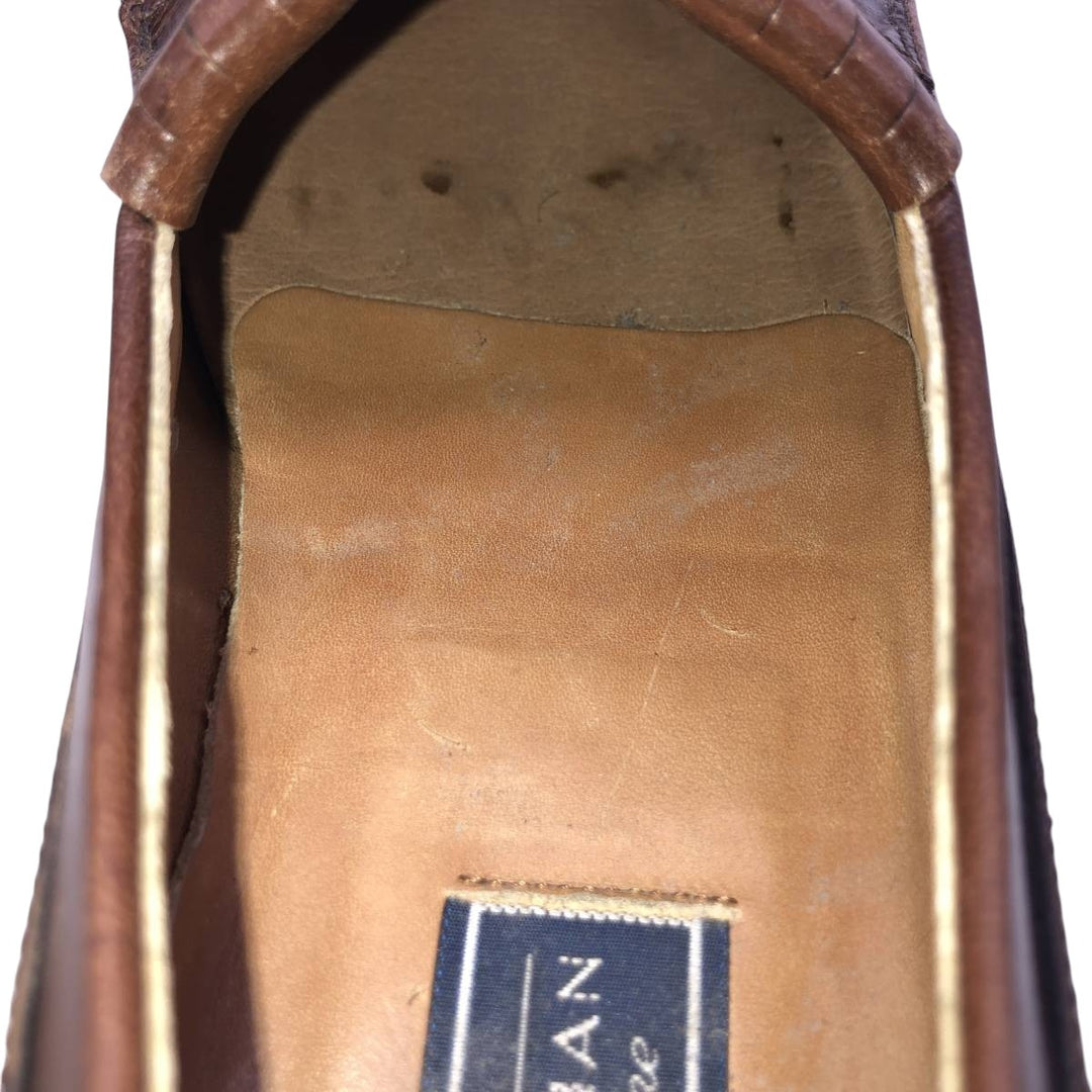 Bostonian Quilted Tassel Loafers, Made in Italy, Size 9M Men's 27.0cm genuine leather brown type Vintage Second Hand
