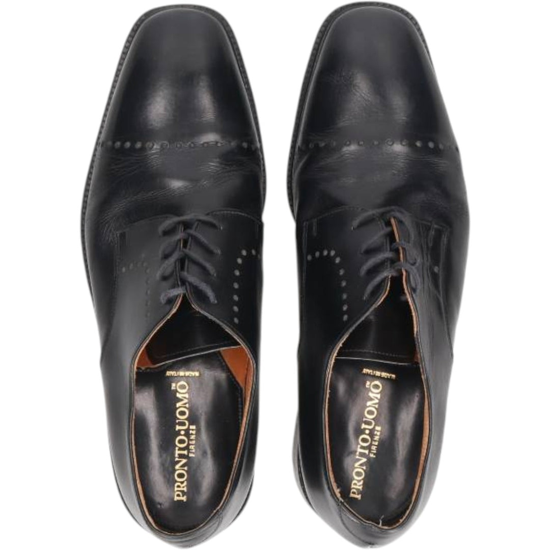 PRONTO UOMO FIRENZE Square Toe Straight Tip Shoes, Made in Italy, Size 10 (Men's Size 11) /saa014398 Men's 28.0cm genuine leather black type Vintage Second Hand
