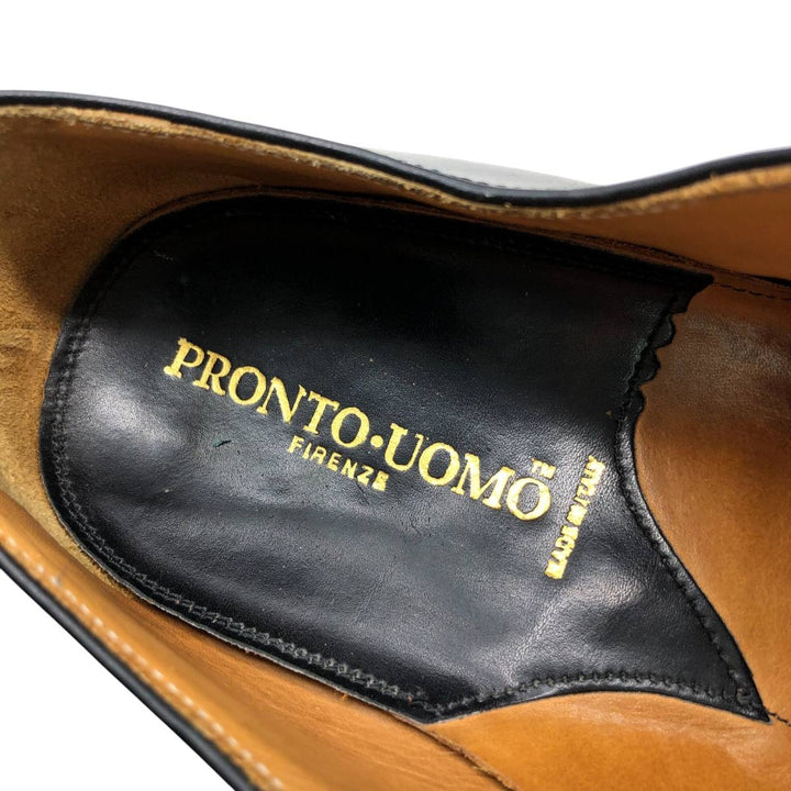PRONTO UOMO FIRENZE Square Toe Straight Tip Shoes, Made in Italy, Size 10 (Men's Size 11) /saa014398 Men's 28.0cm genuine leather black type Vintage Second Hand