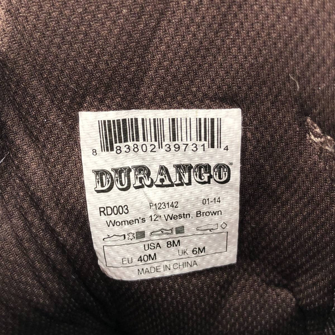 Durango all-over square-toe western boots with rhinestones and sequins, size 8M Women's 25.0cm genuine leather brown type Vintage Second Hand