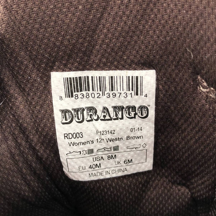 Durango all-over square-toe western boots with rhinestones and sequins, size 8M Women's 25.0cm genuine leather brown type Vintage Second Hand