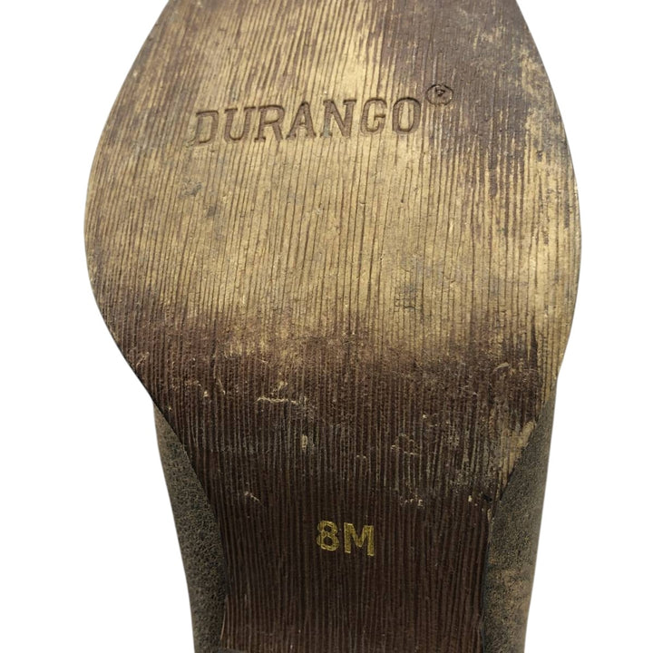 Durango all-over square-toe western boots with rhinestones and sequins, size 8M Women's 25.0cm genuine leather brown type Vintage Second Hand