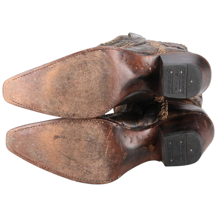 Corral Women's Gold-Coated All-Over Print Western Boots (Size 9.6 inches) /saa014406 Women's 24.5cm genuine leather Gold type Vintage Second Hand