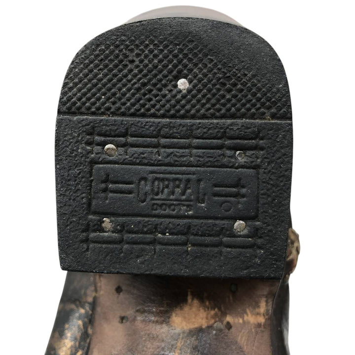 Corral Women's Gold-Coated All-Over Print Western Boots (Size 9.6 inches) /saa014406 Women's 24.5cm genuine leather Gold type Vintage Second Hand