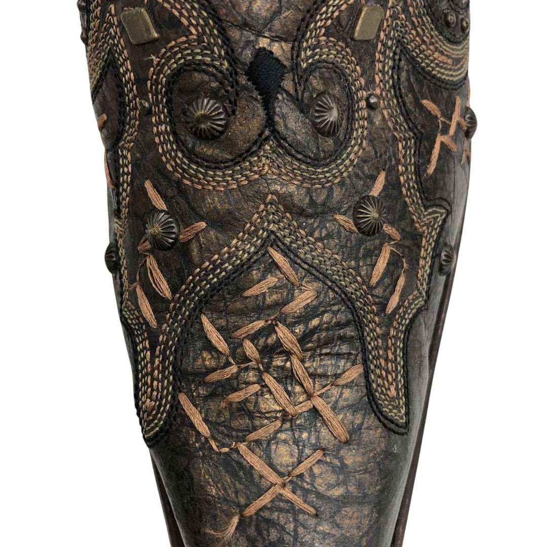 Corral Women's Gold-Coated All-Over Print Western Boots (Size 9.6 inches) /saa014406 Women's 24.5cm genuine leather Gold type Vintage Second Hand