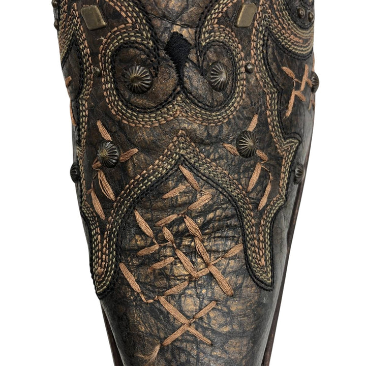 Corral Women's Gold-Coated All-Over Print Western Boots (Size 9.6 inches) /saa014406 Women's 24.5cm genuine leather Gold type Vintage Second Hand
