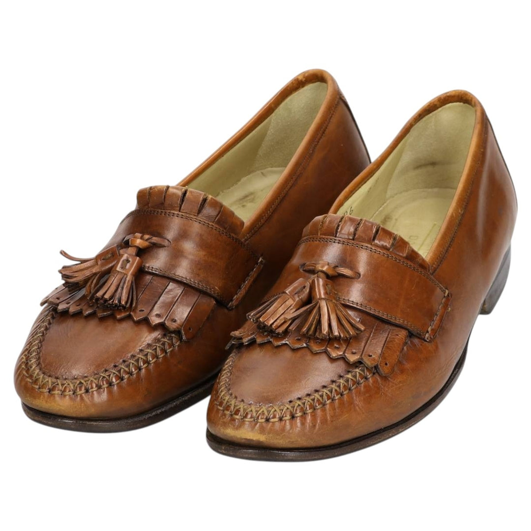 Johnston & Murphy DOMANI Quilted Tassel Loafers, Made in Italy, Size 9M, Men's, Size 10.6" (saa014407) Men's 27.0cm genuine leather brown type Vintage Second Hand