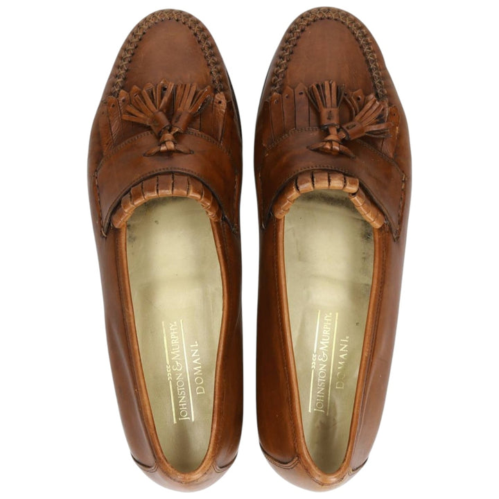 Johnston & Murphy DOMANI Quilted Tassel Loafers, Made in Italy, Size 9M, Men's, Size 10.6" (saa014407) Men's 27.0cm genuine leather brown type Vintage Second Hand