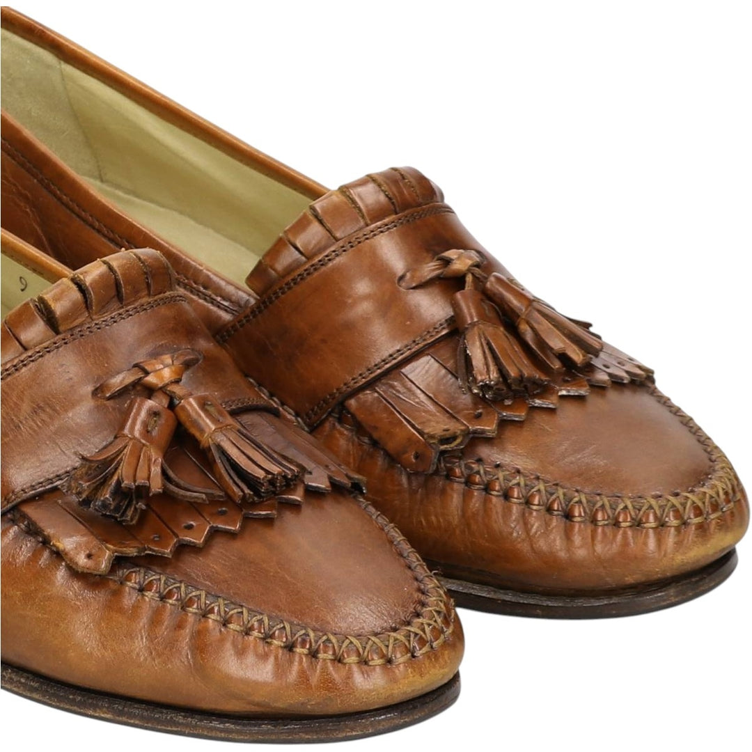Johnston & Murphy DOMANI Quilted Tassel Loafers, Made in Italy, Size 9M, Men's, Size 10.6" (saa014407) Men's 27.0cm genuine leather brown type Vintage Second Hand