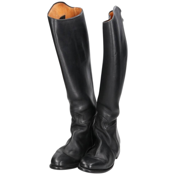 Cavallo Jockey Riding Boots, Long Boots, Size 7 1/2 Men's 26.0cm genuine leather black type Vintage Second Hand