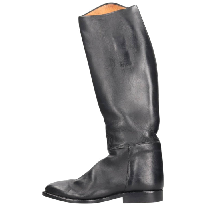 Cavallo Jockey Riding Boots, Long Boots, Size 7 1/2 Men's 26.0cm genuine leather black type Vintage Second Hand