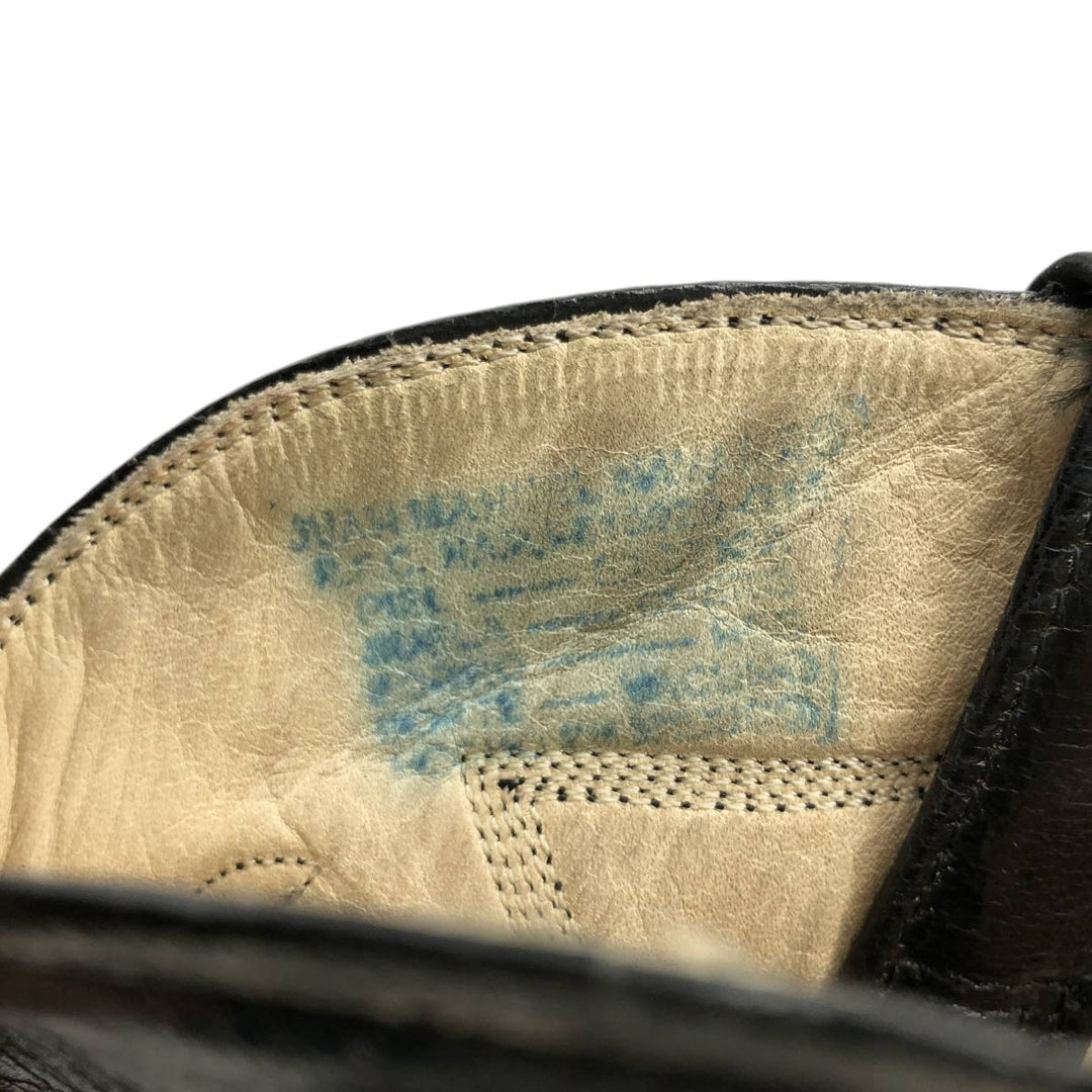 NAVARRO all-over print western boots Men's 26.5cm genuine leather black type Vintage Second Hand