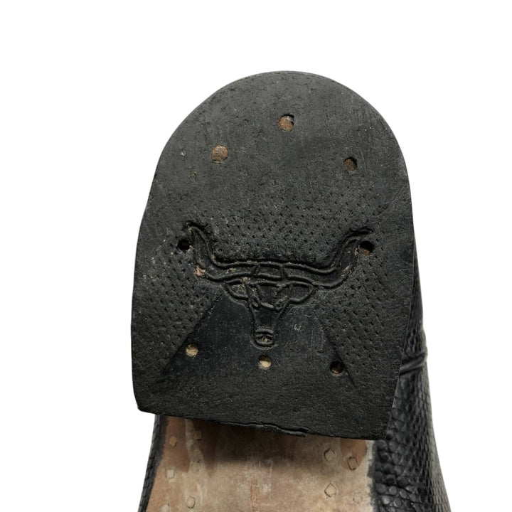 NAVARRO all-over print western boots Men's 26.5cm genuine leather black type Vintage Second Hand