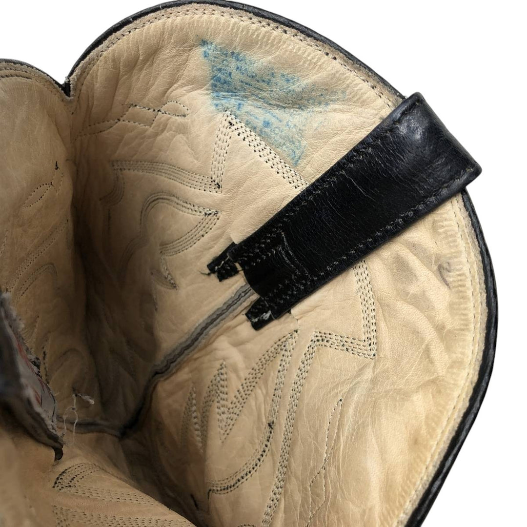 NAVARRO all-over print western boots Men's 26.5cm genuine leather black type Vintage Second Hand