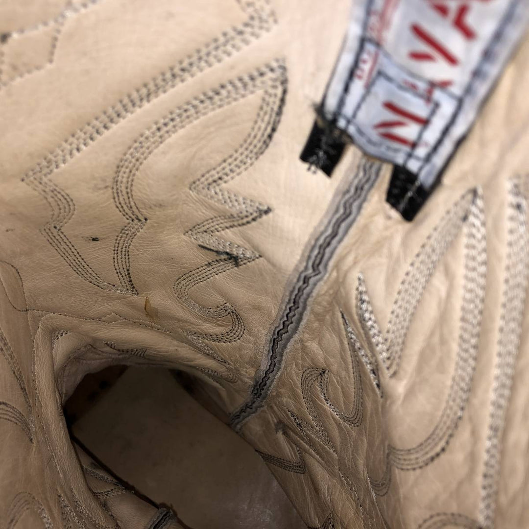 NAVARRO all-over print western boots Men's 26.5cm genuine leather black type Vintage Second Hand