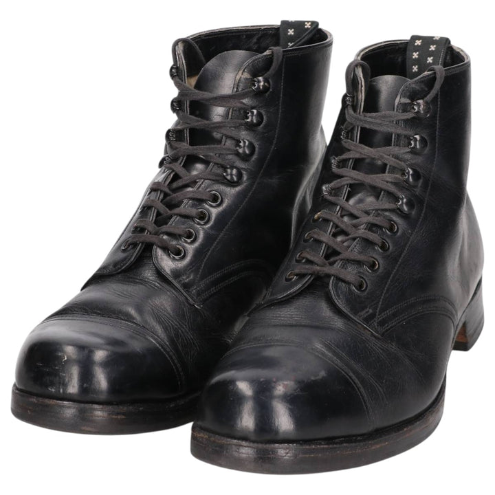 Straight tip boots 9 1/2 Men's 28.0cm genuine leather black type Vintage Second Hand