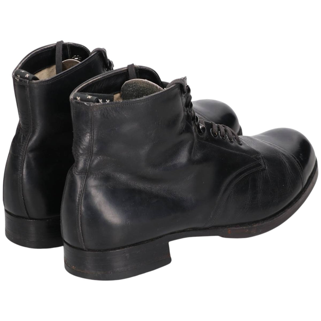 Straight tip boots 9 1/2 Men's 28.0cm genuine leather black type Vintage Second Hand