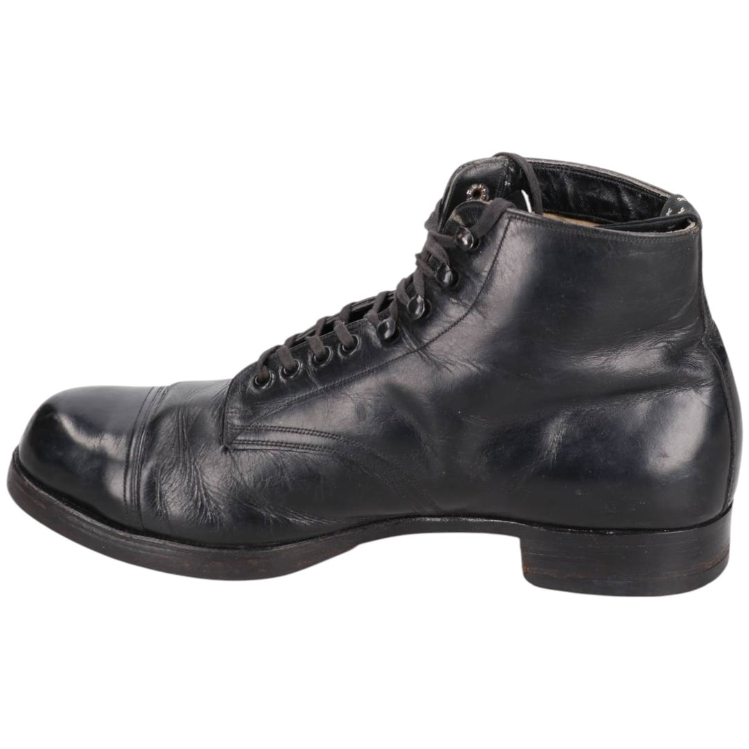 Straight tip boots 9 1/2 Men's 28.0cm genuine leather black type Vintage Second Hand