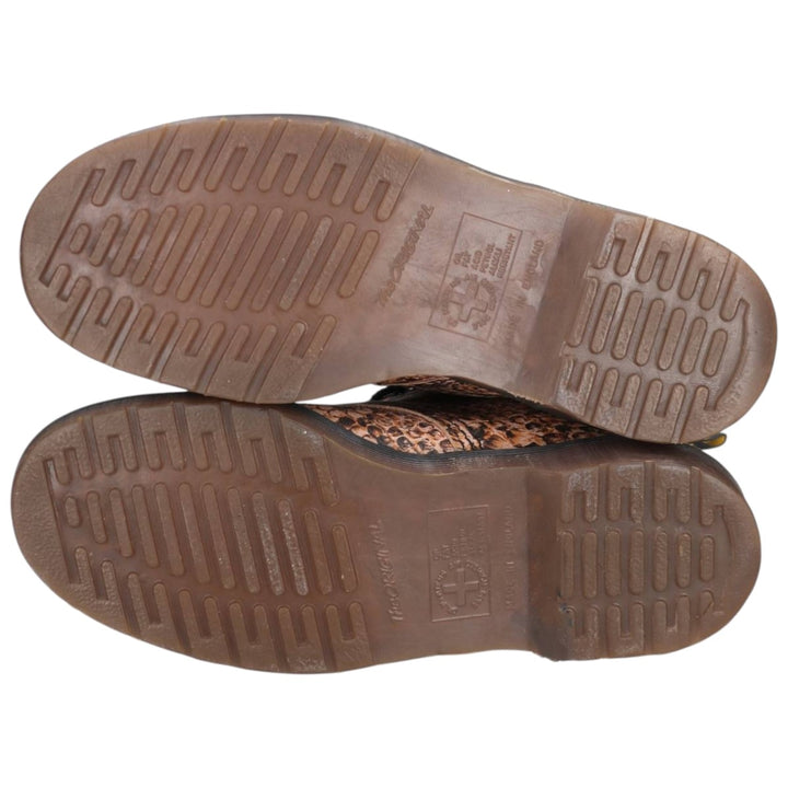 Dr. Martens Snake Print Python Pattern 8-Eye Boots, Made in England, Size 7 Men's 26.0cm genuine leather Beige type Vintage Second Hand