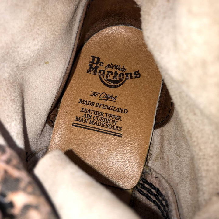 Dr. Martens Snake Print Python Pattern 8-Eye Boots, Made in England, Size 7 Men's 26.0cm genuine leather Beige type Vintage Second Hand